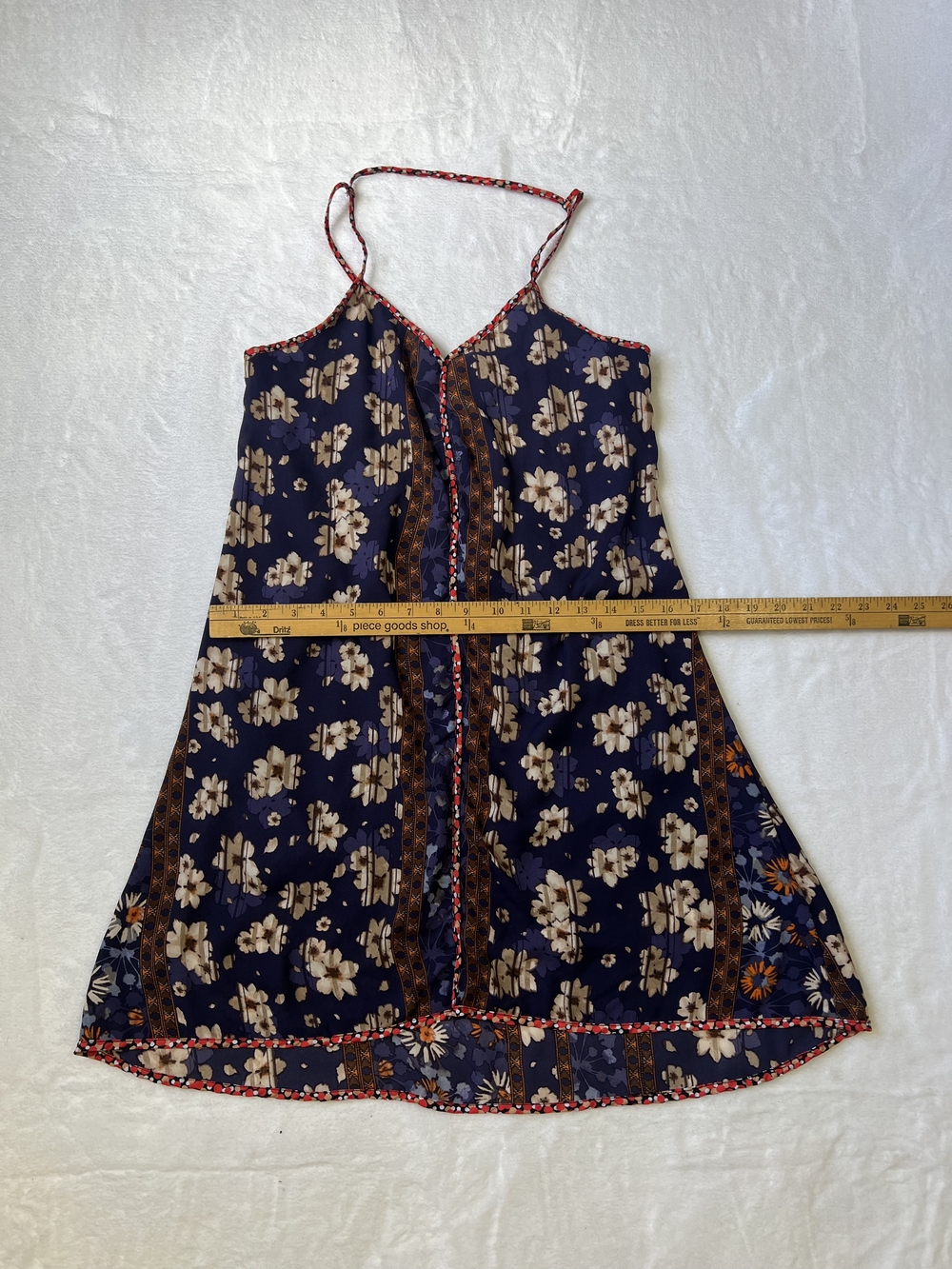 Francesca's‎ Collections Navy Floral Midi Dress with Cream Flowers - Picture 5 of 5